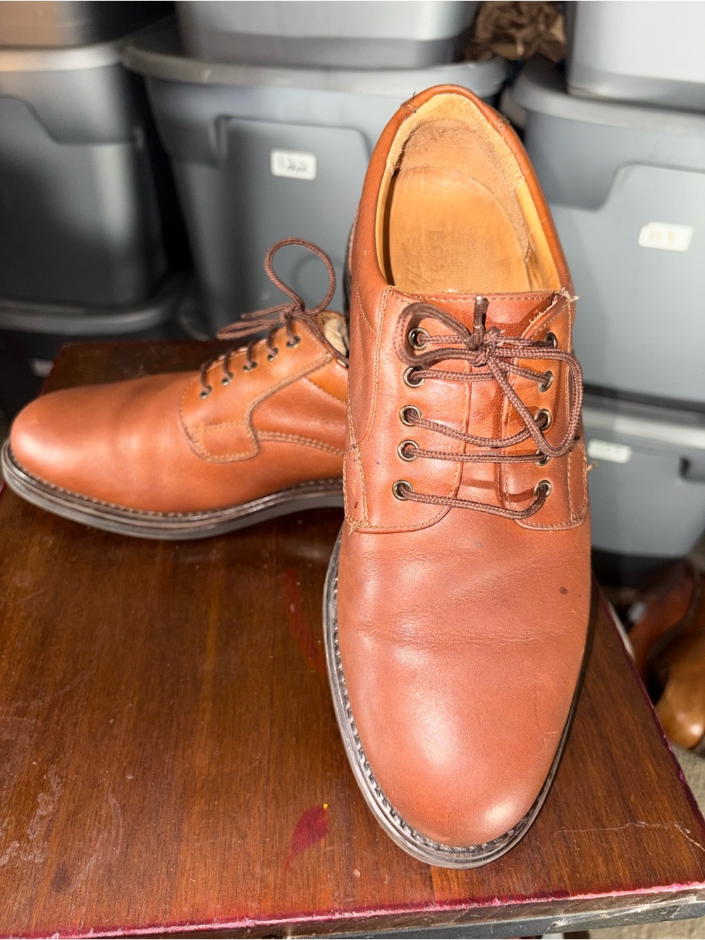 Classic Men’s Italian Leather Bostonian 7.5w Shoes in Tan(126)